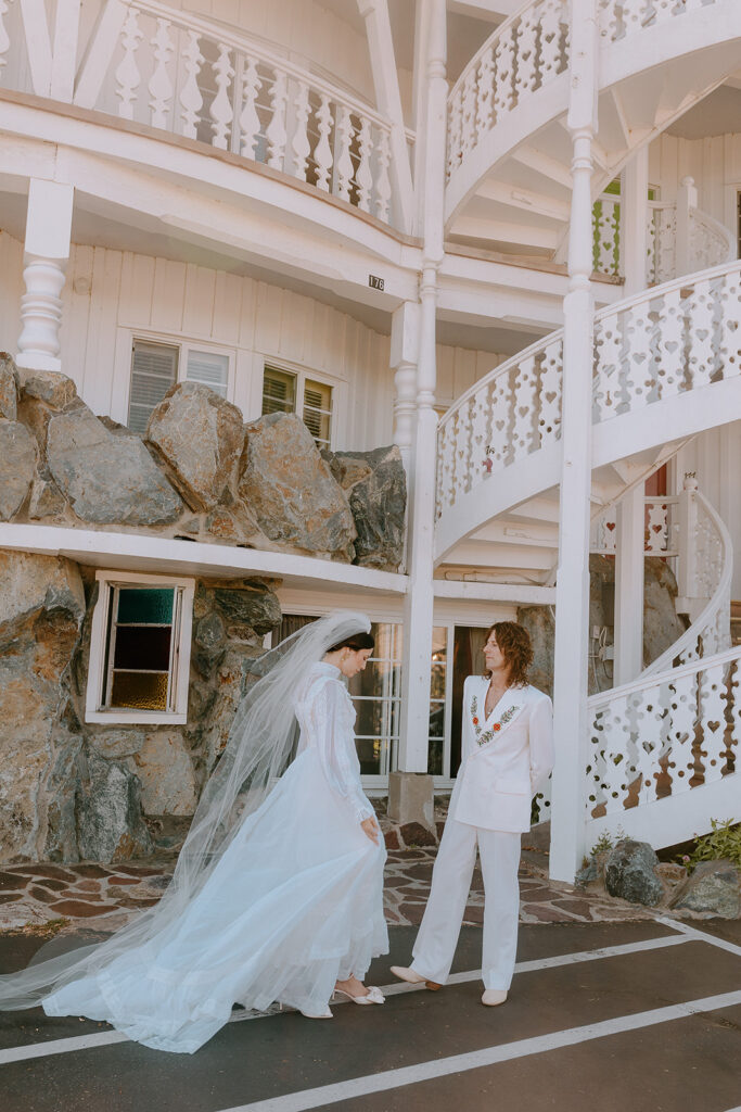 cute picture of the bride and groom before their ceremony 