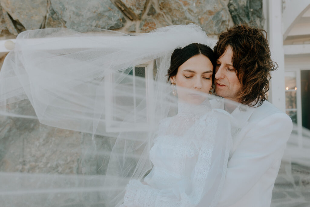 cute couple at their vintage themed wedding