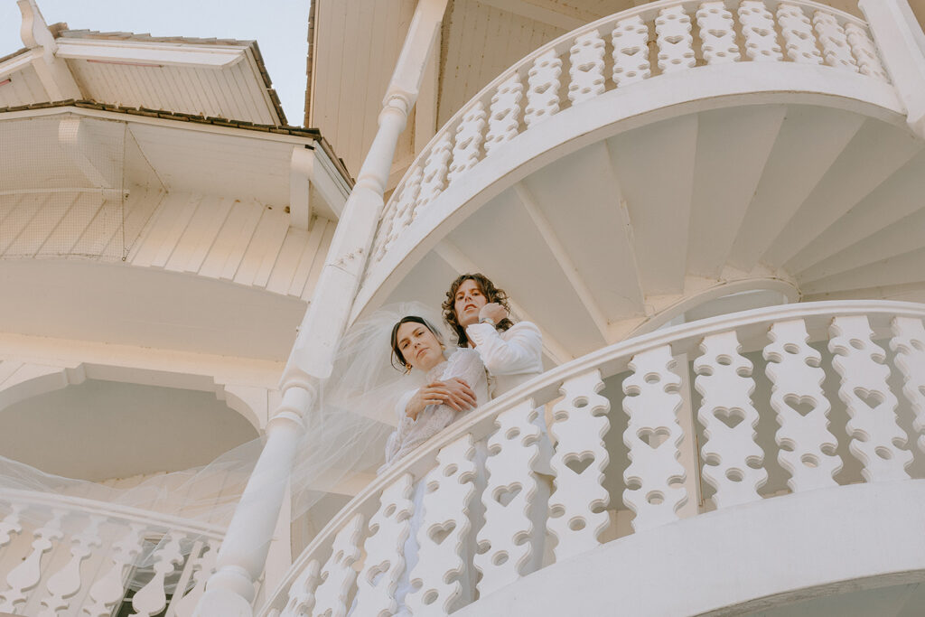 cute portrait of the bride and groom before the ceremony 