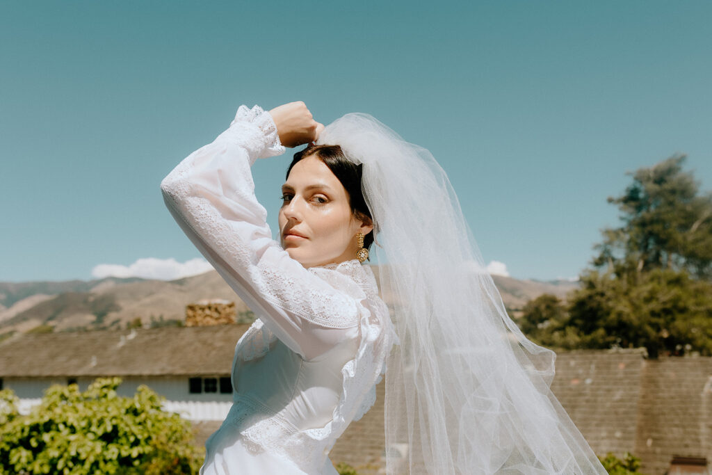 picture of the bride posing for the camera