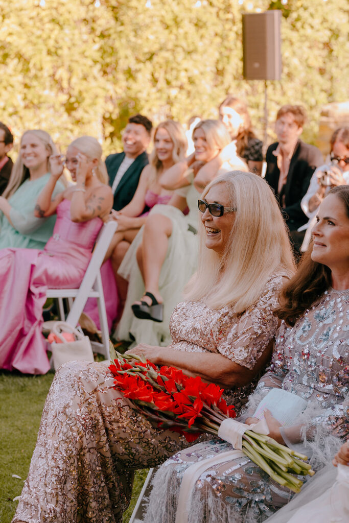 guests at the vintage themed wedding ceremony