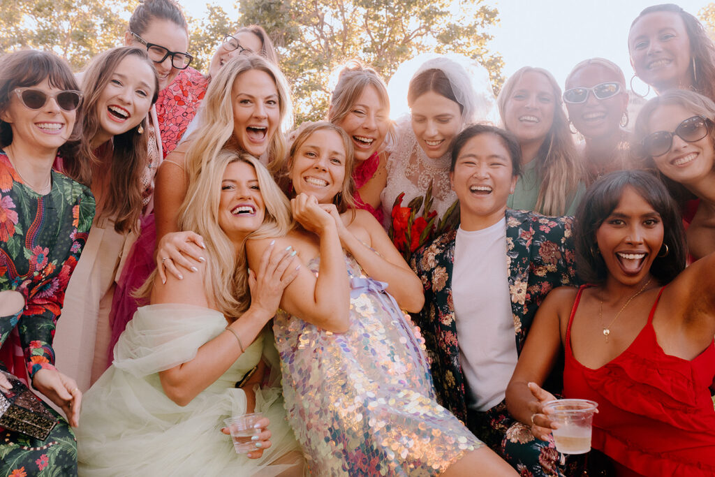 wedding guests at the vintage themed wedding