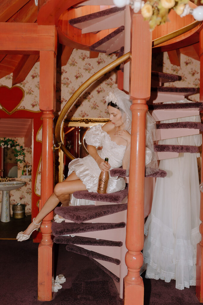 cute picture of the bride before heading to the wedding reception