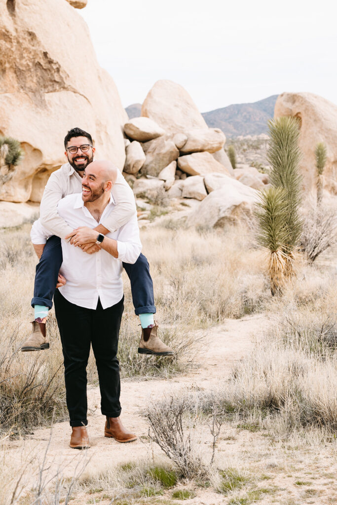 playful LGBTQ spring proposal in Joshua Tree