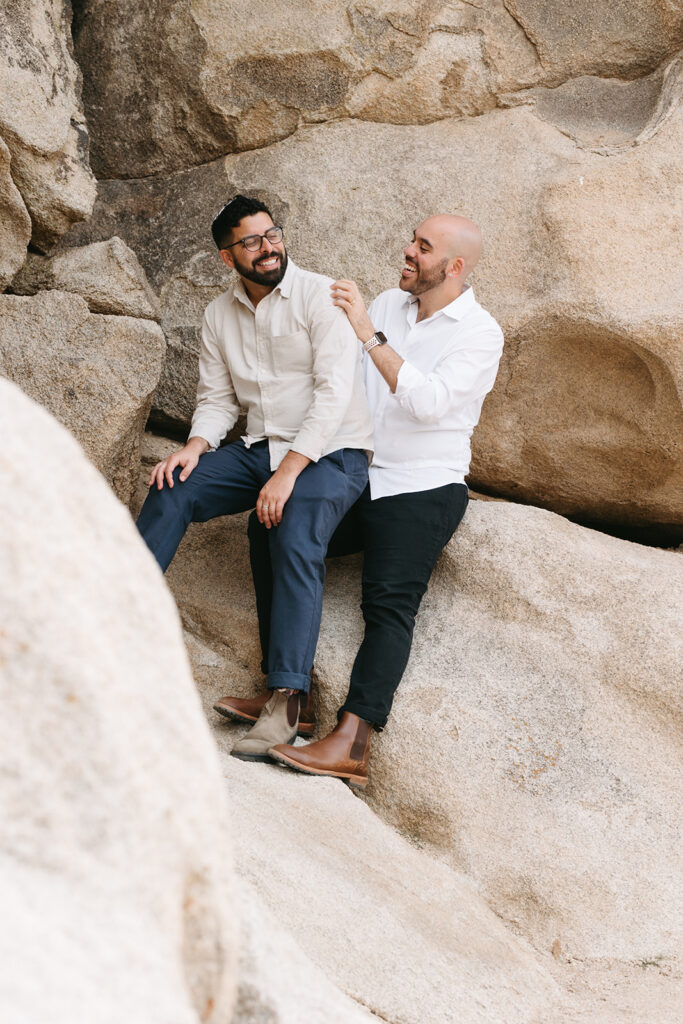 cute couple looking at each other during their photoshoot