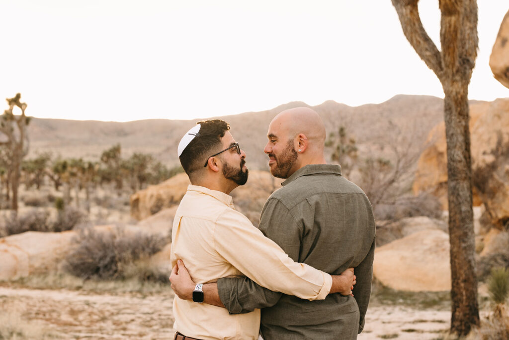 cute portrait of the couple looking at each other 