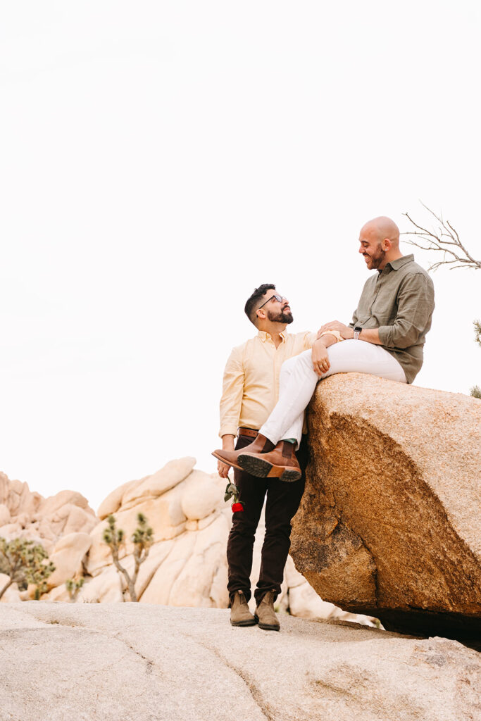 cute golden hour session in joshua tree national park 