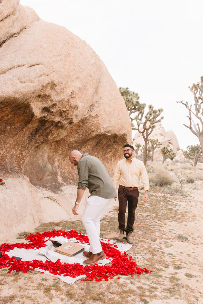 cute couple at their stunning LGBTQ spring proposal