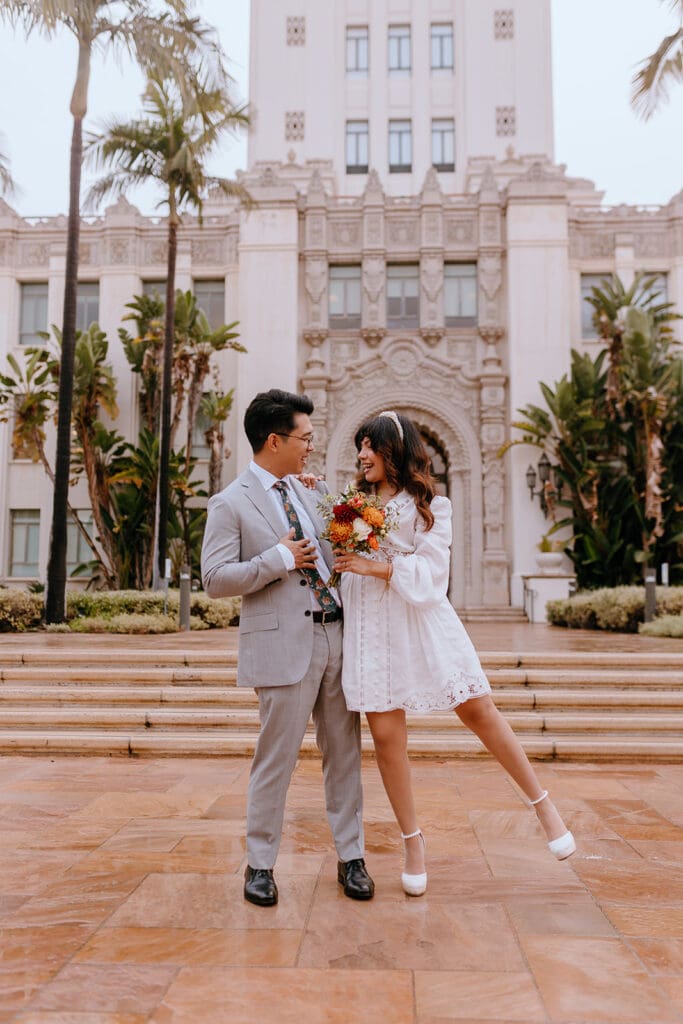 cute picture of the bride and groom at their dream bridal photos