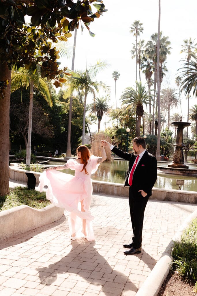 cute picture of the bride and groom at their dream session