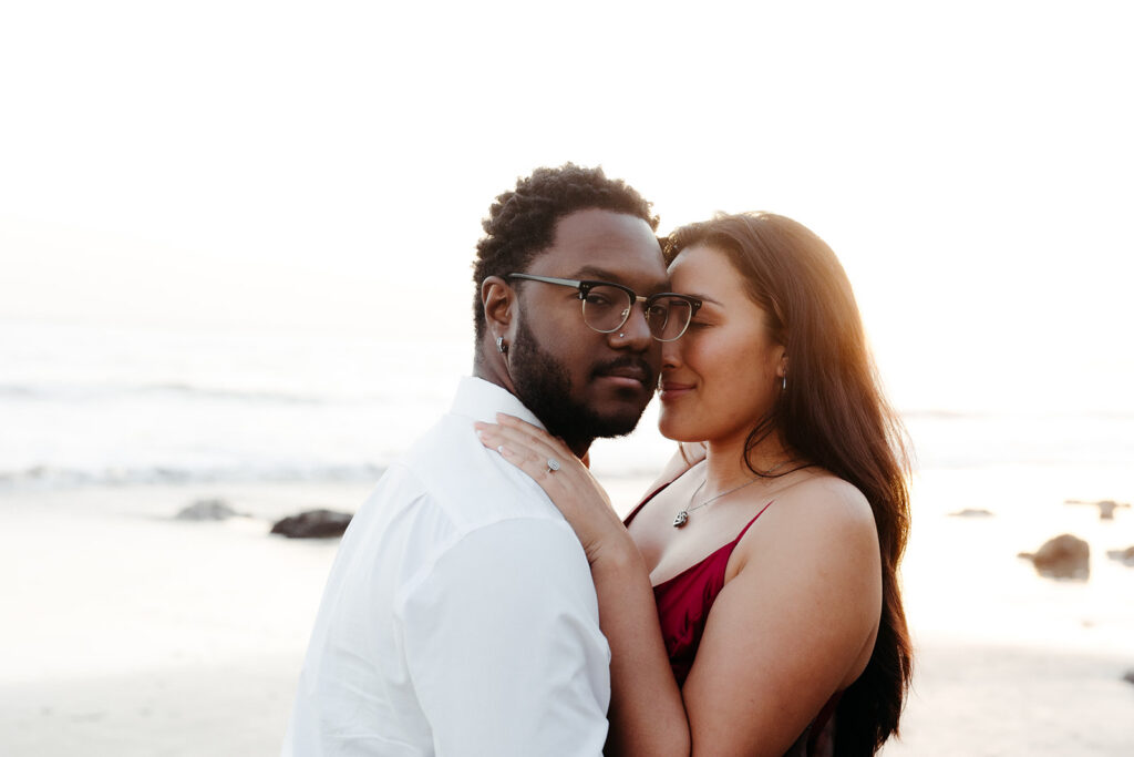 fiance kissing her fiance on the cheek