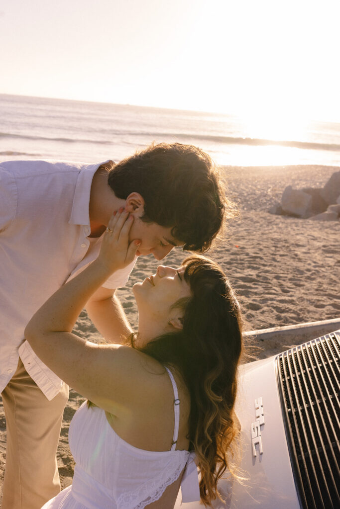 cute picture of the newly engaged couple at their fun photoshoot