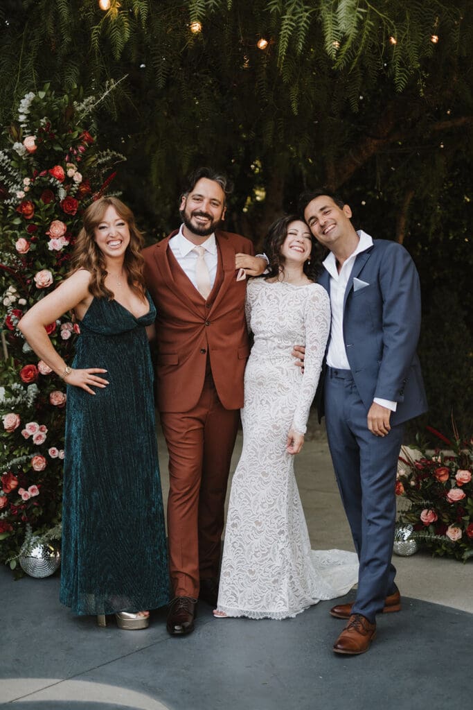 cute picture of the newlyweds and their friends