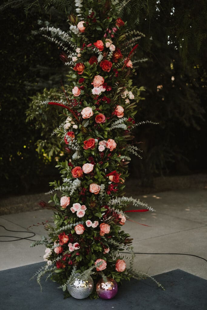 colorful florals at the wedding ceremony