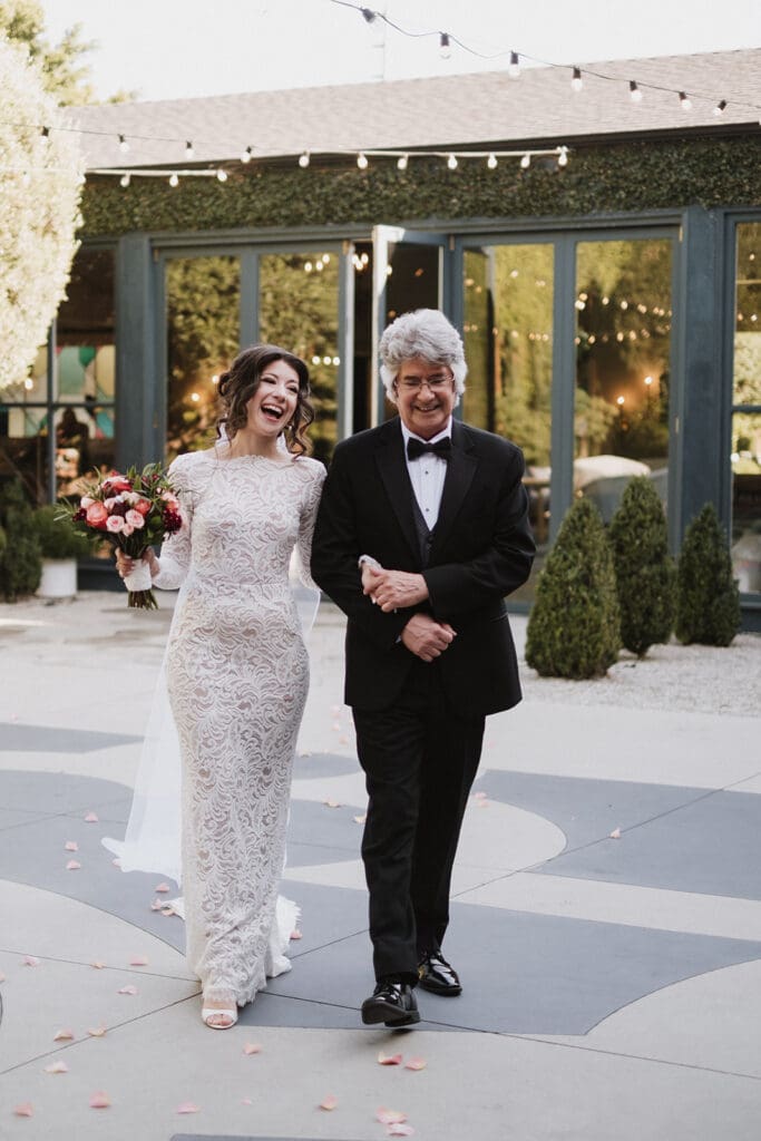 cute picture of the bride walking down the aisle