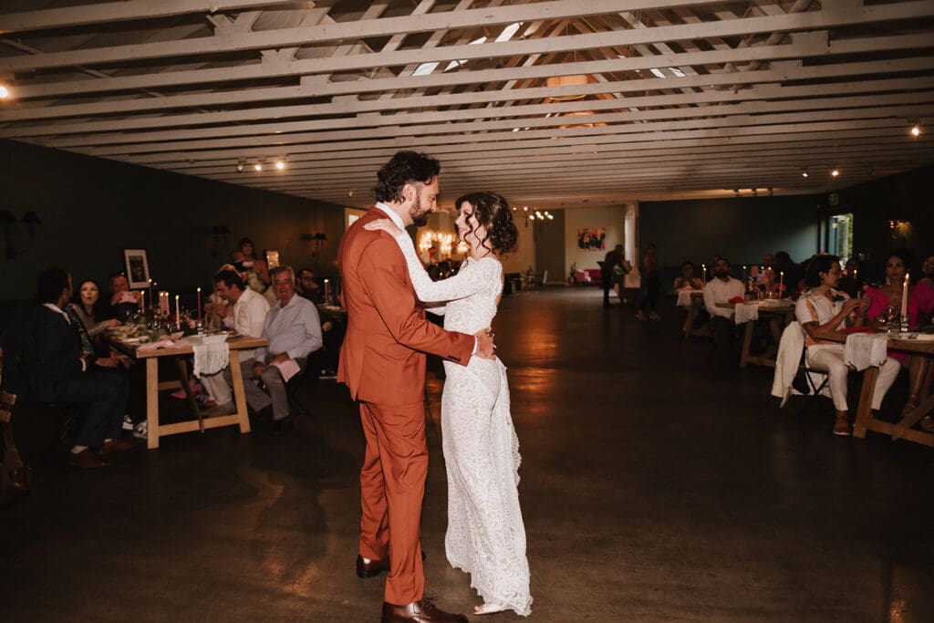 newly married couple at their wedding reception