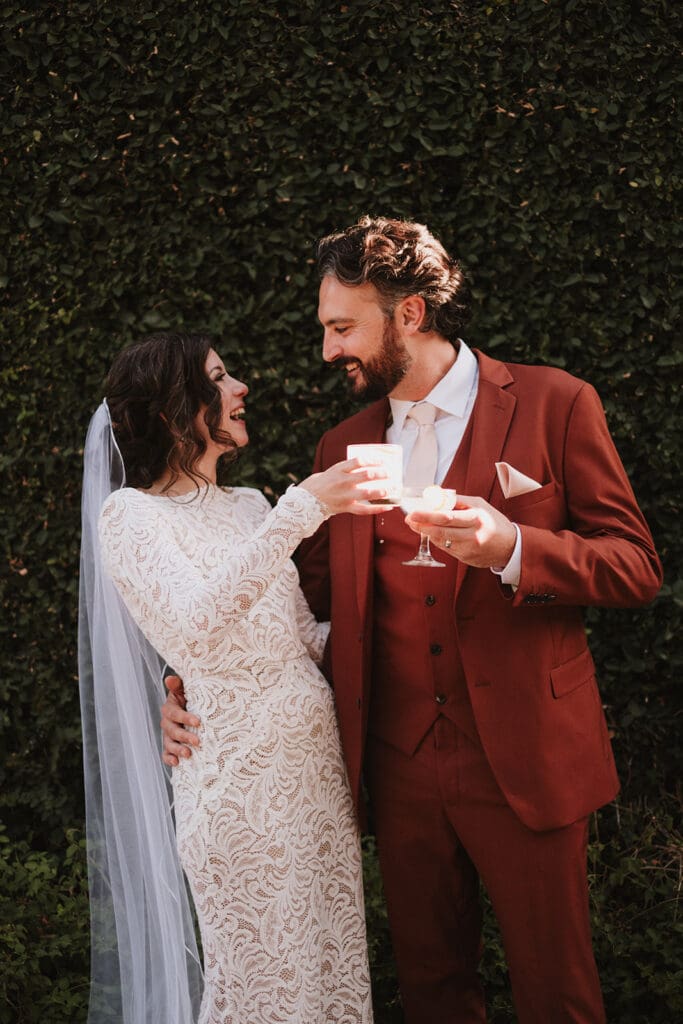 newly married couple celebrating their elopement