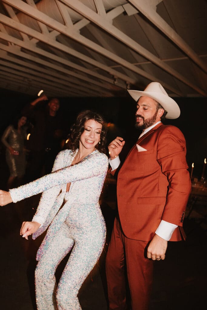 cute picture of the newlyweds at their dream reception party